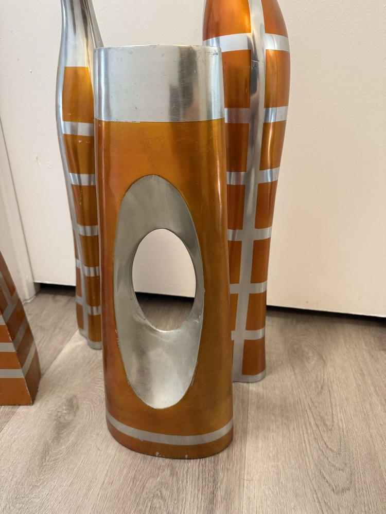 Orange And Silver Vases