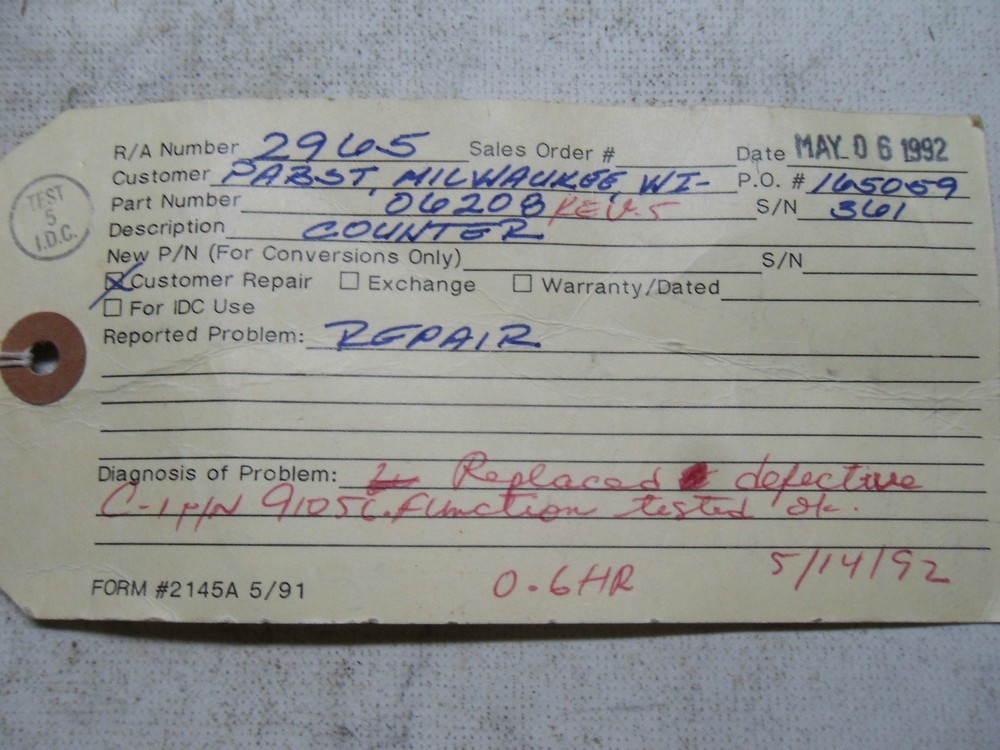 1 INDUSTRIAL DYNAMICS 6208 COUNTER MODULE