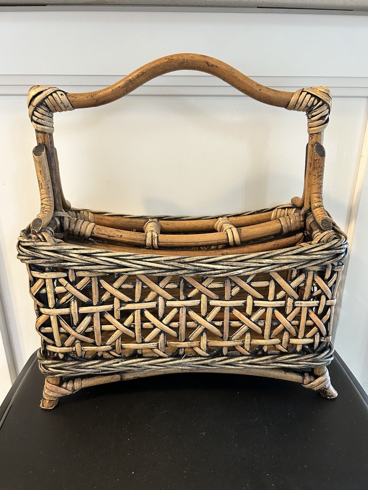Vintage Bamboo Wicker Rack Aged Multi-purpose Organizer