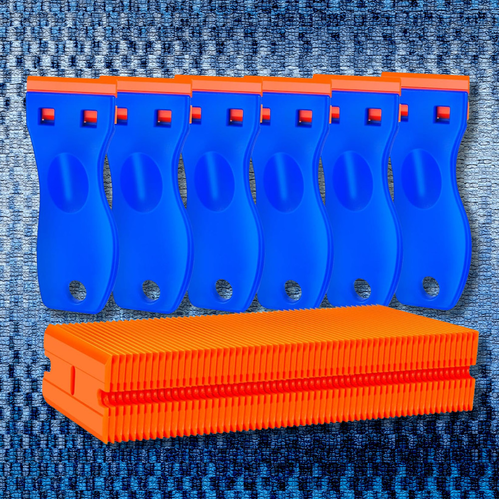 Plastic Razor Blade Scraper Tool, 6 Pcs Razor Scraper with 60 Pcs Plastic Blades