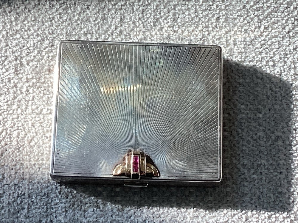 Vintage Tiffany Silver, Gold And Ruby Cigarette Case