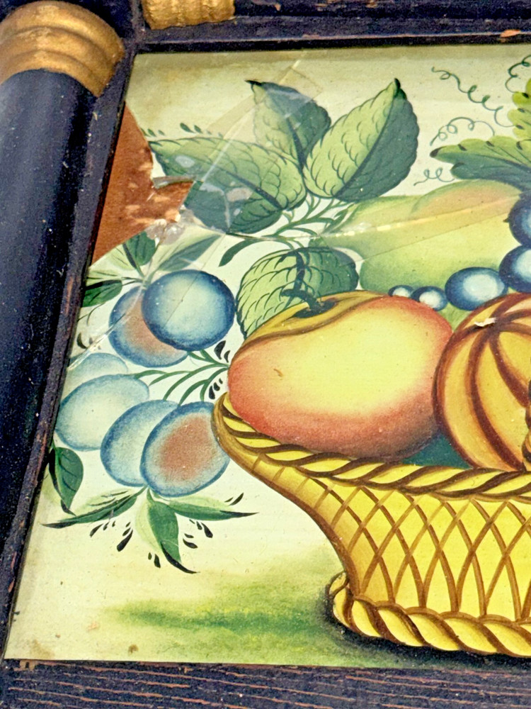 Antique Reverse Painted Scene and Wall Mirror