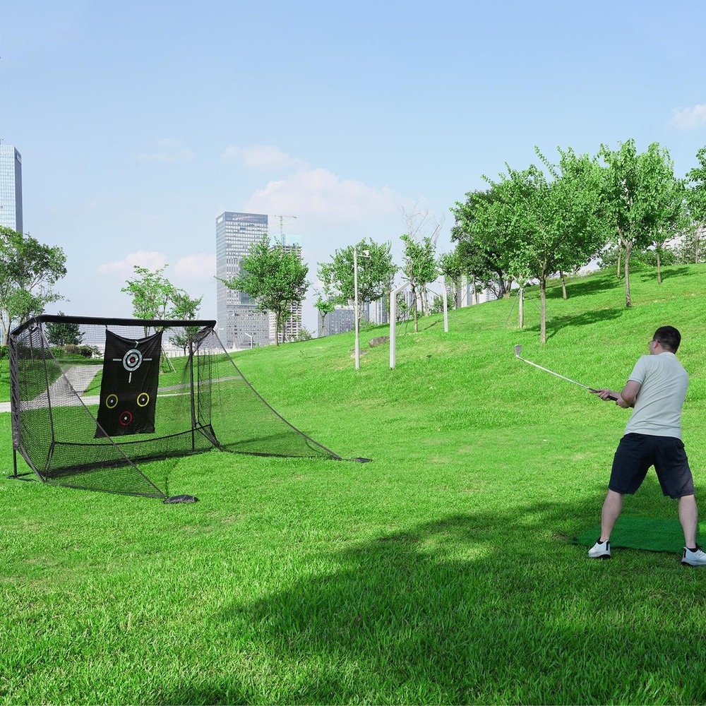 10x6.7 ft Golf Practice Hitting Net with Frame, Netting, Target and Accessories