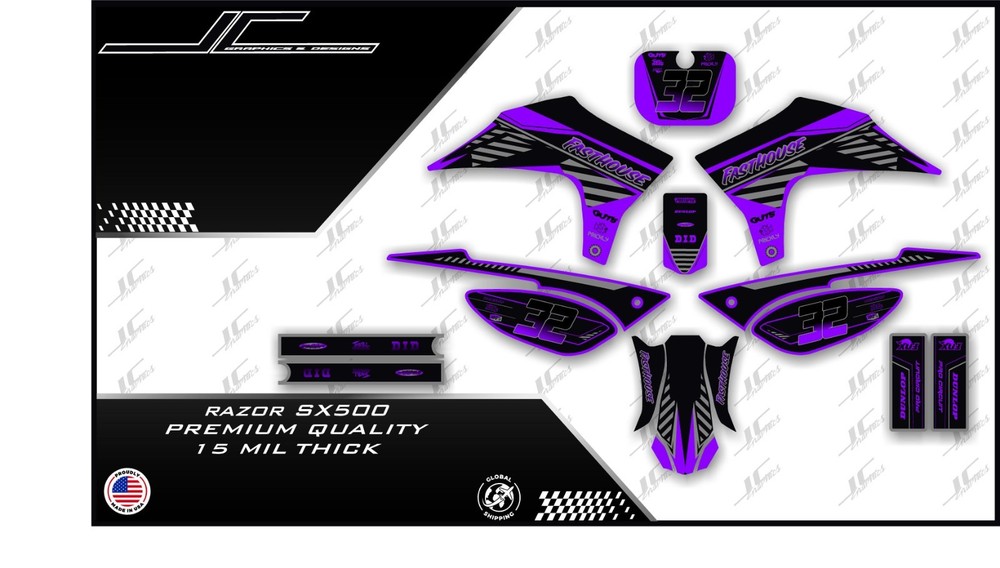 Razor SX500 graphics kit decals THICK AND HIGH GLOSS