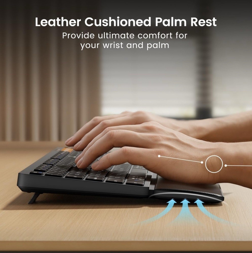 ProtoArc Wireless Keyboard and Mouse, KM60 Full-Size Bluetooth Keyboard Mouse