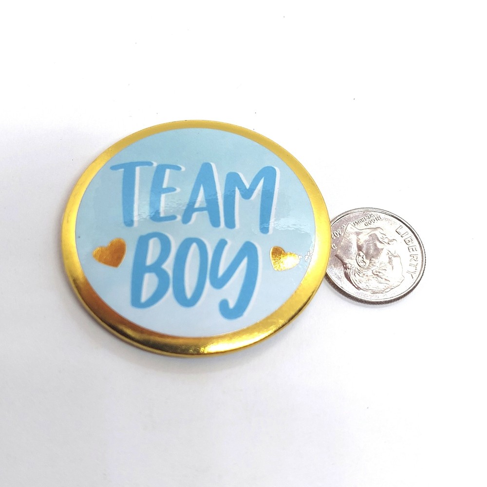 Team Boy Button Pin Blue and Gold