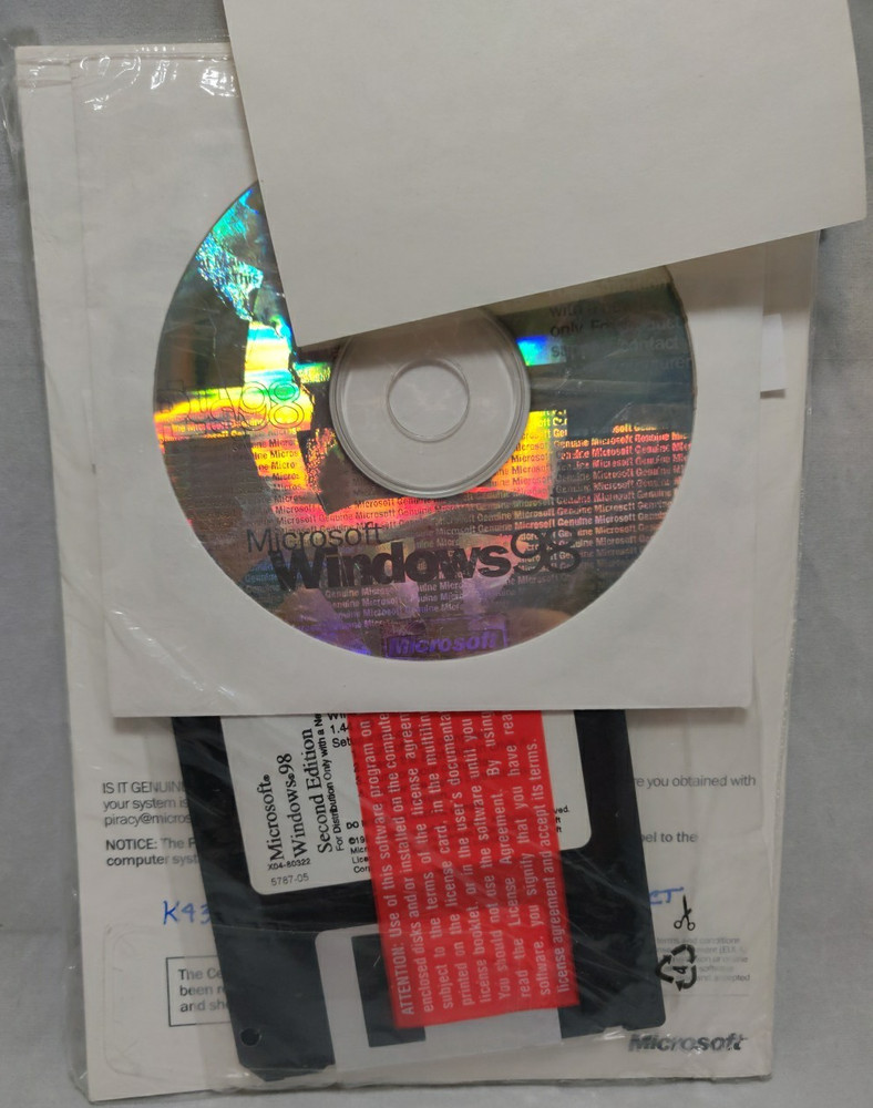 MICROSOFT WINDOWS 98 SECOND EDITION OPERATING SYSTEM WIN 98 USED 003