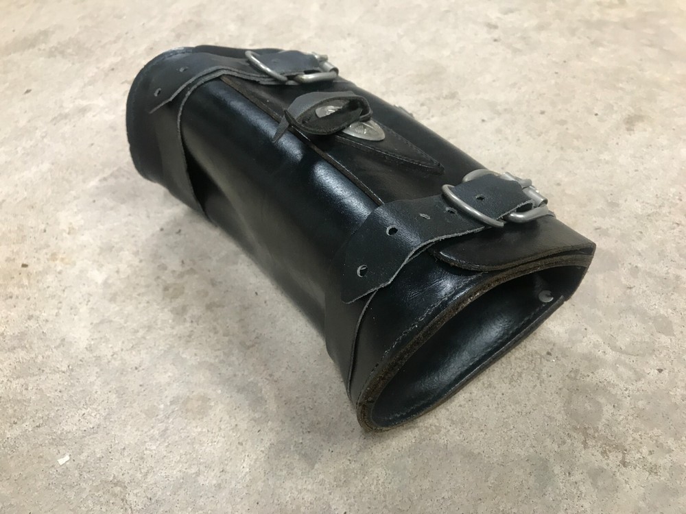 Motorcycle Black Genuine Leather Fork / Sissy Bar Bag