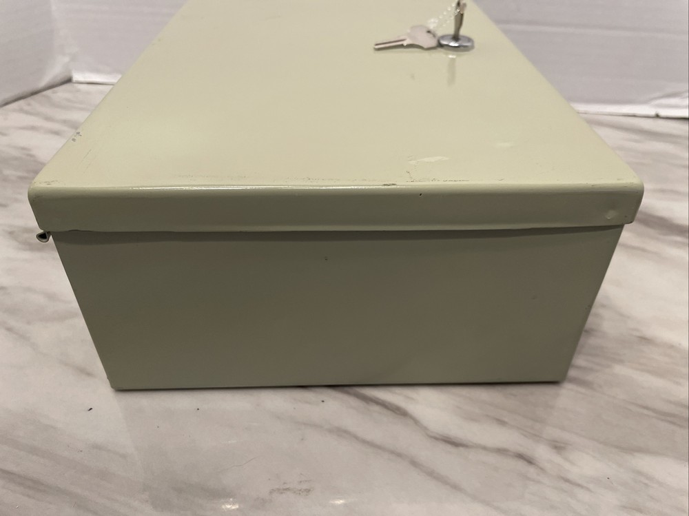 Vintage Steel Secure Lock Box Safe With Working Keys