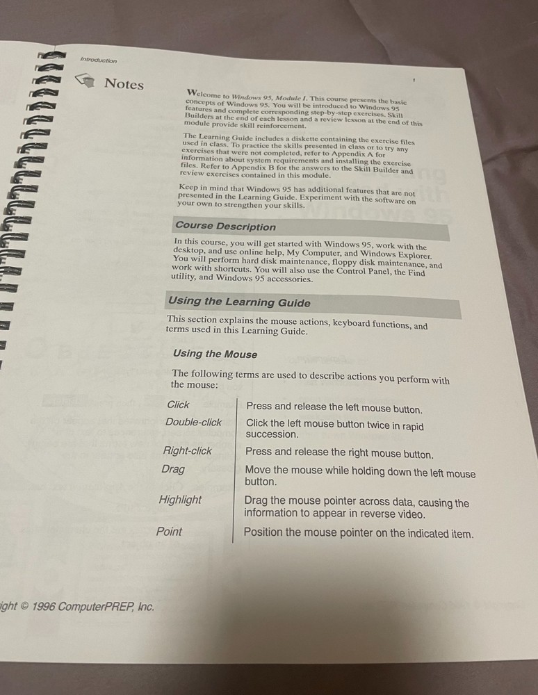 (2) Vintage Courseware Series Learning Guide Windows 95 Word