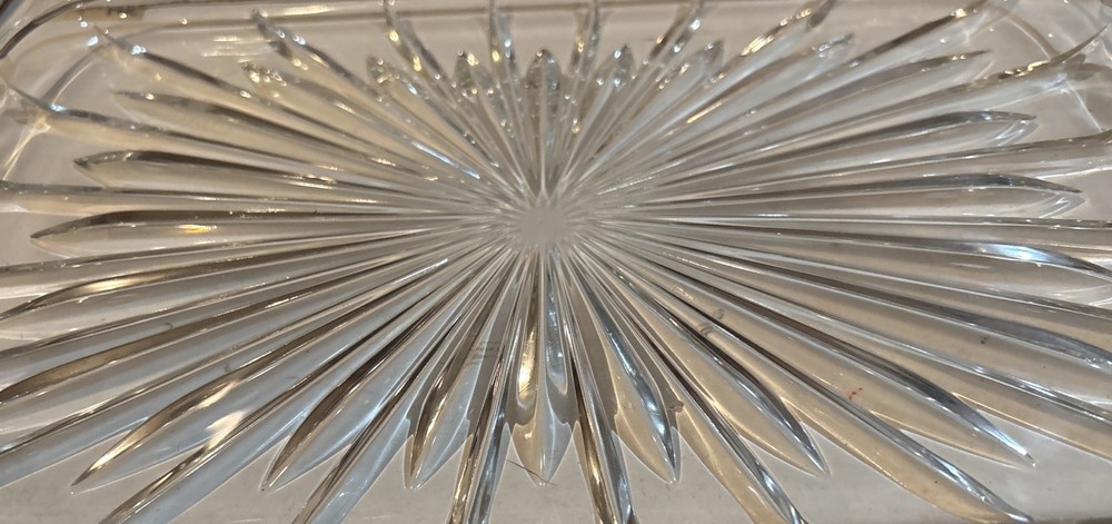 Williams Sonoma Circle Starburst Pattern Clear Glass Rectangular Dish Tray NEW