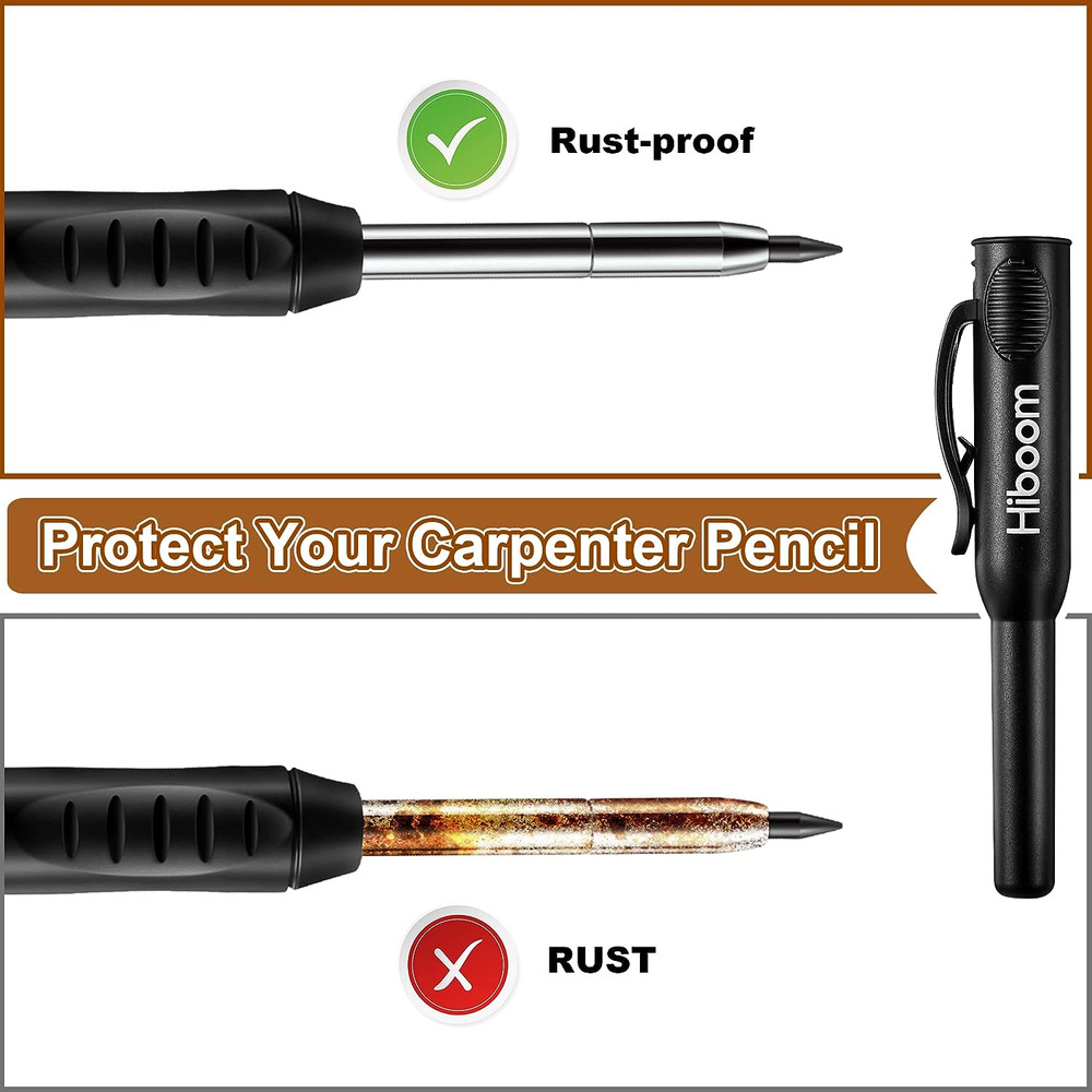 3 Pack Carpenter Pencils Set: Mechanical Pencils with 24 Refills, Built-in Sharp