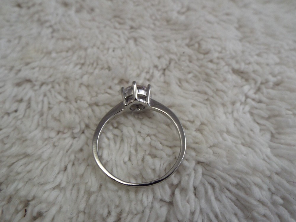 Silvertone Rhinestone Engagement-Style Ring ~ Size 8.5 (G18)