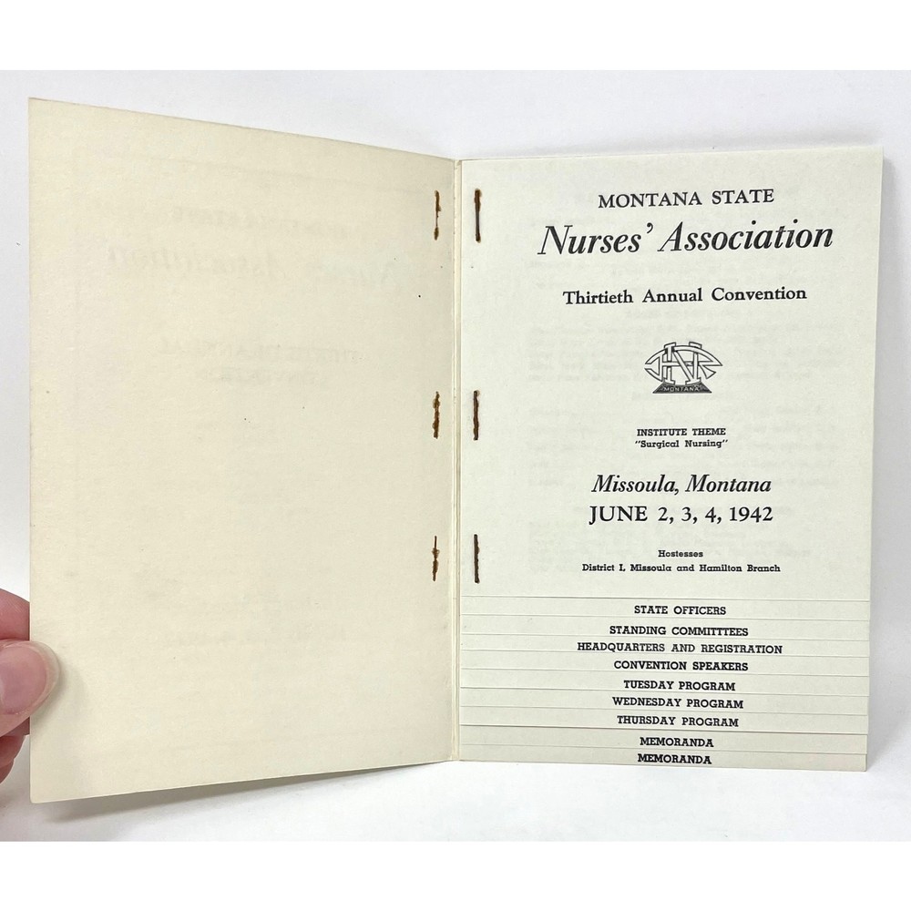 Vintage 1942 Montana State Nurses' Association Convention Program