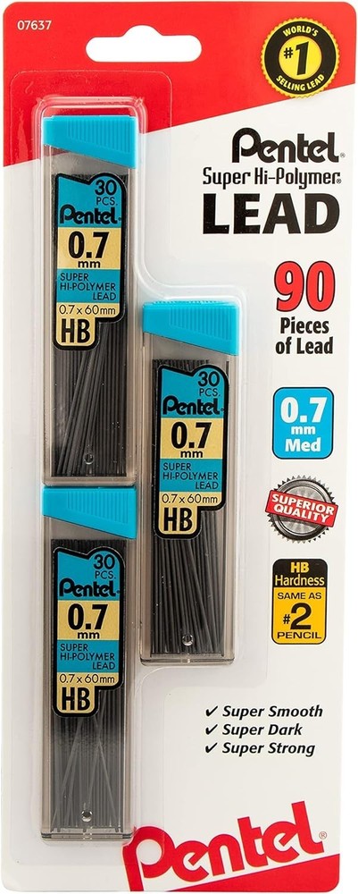 Durable 0.7mm HB Black Lead Refills, 90 Count – Perfect for Mechanical Pencils