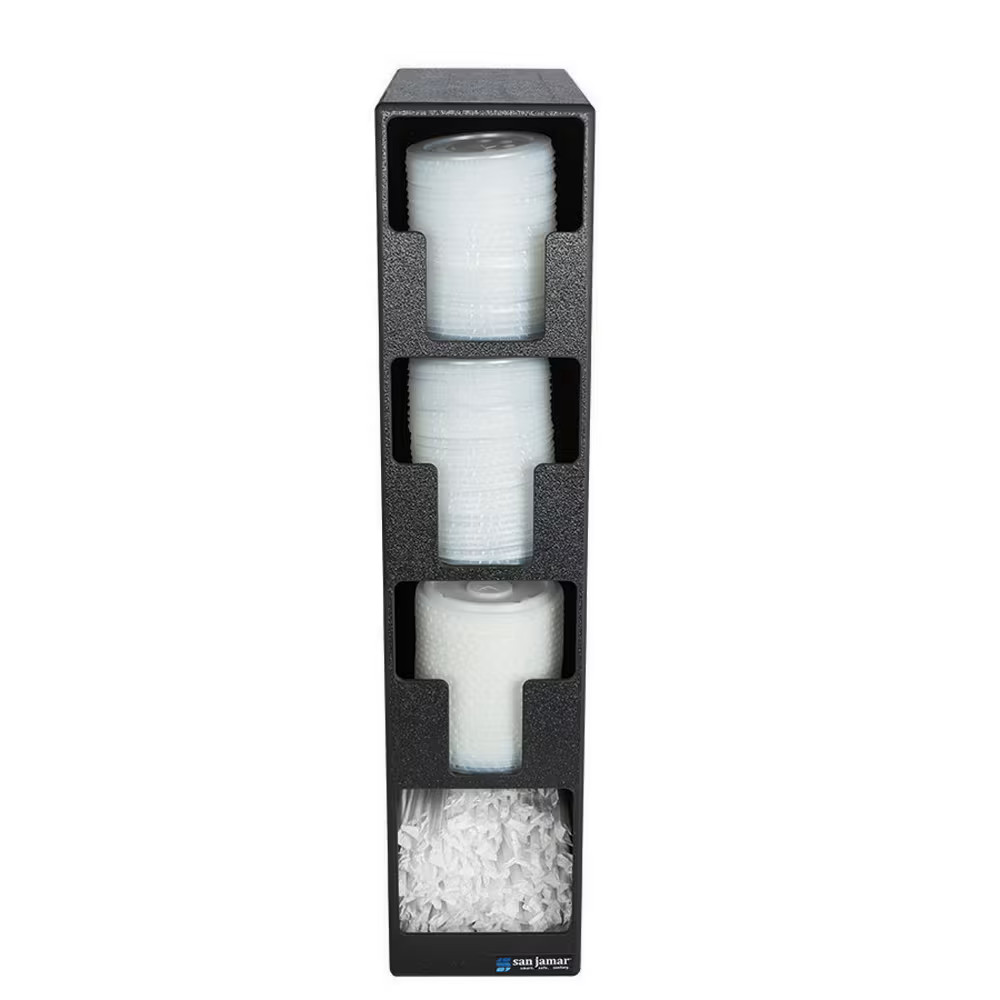San Jamar L2203 Black 24.5" Lid & Straw Tower