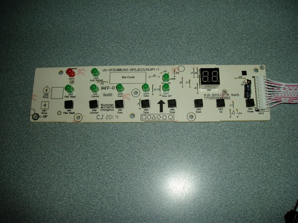 Toshiba TDDP5012ES2 Dehumidifier Control Panel Button Board