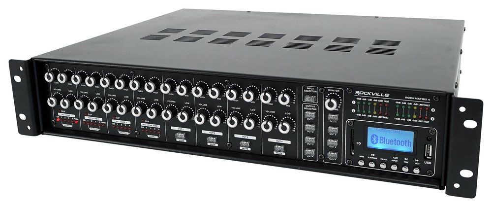 Rockville ROCK MATRIX 4 Zone 70 Volt Commercial Amplifier+Matrix Source Routing