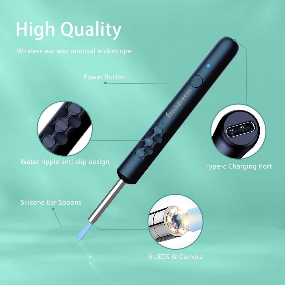 Ear Wax Removal Tool - Ear Cleaner with Camera and Bracket Smart Visual Earwa...