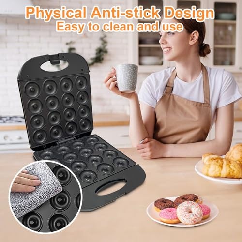 2025 Mini Donut Maker Machine for Home, Kid-Friendly 16-Hole