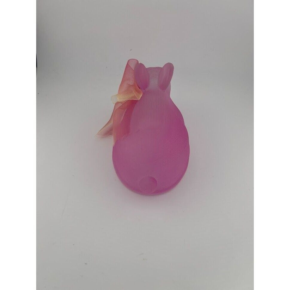 Pink Glass Easter Bunny Textured Decorative With Bow
