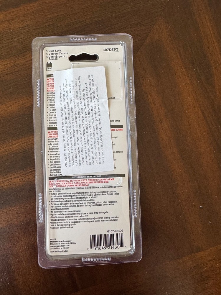 Master Lock 107DSPT Keyed Gun Cable Lock New Sealed Package