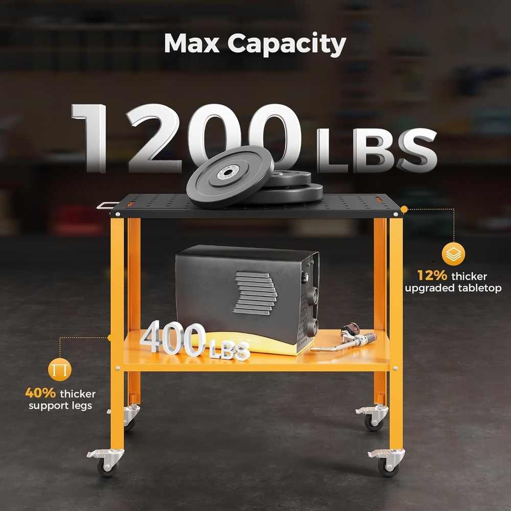 1200LBS Welding Table 36"x18" Welding Workbench Black Oxide Finish Tabletop