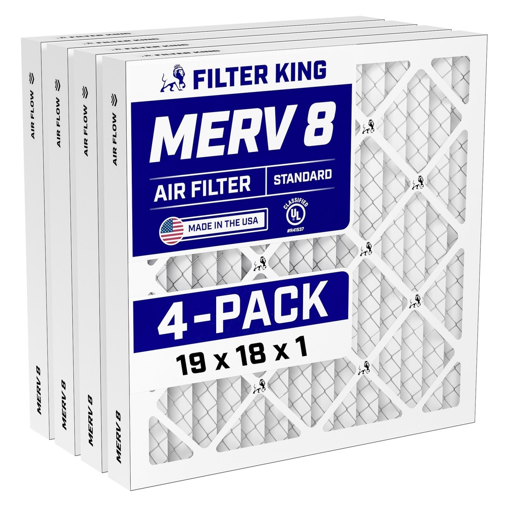 Filter King 19x18x1 Air Filter 4-PACK MERV 8 Actual Size 19 x 18 x .75"