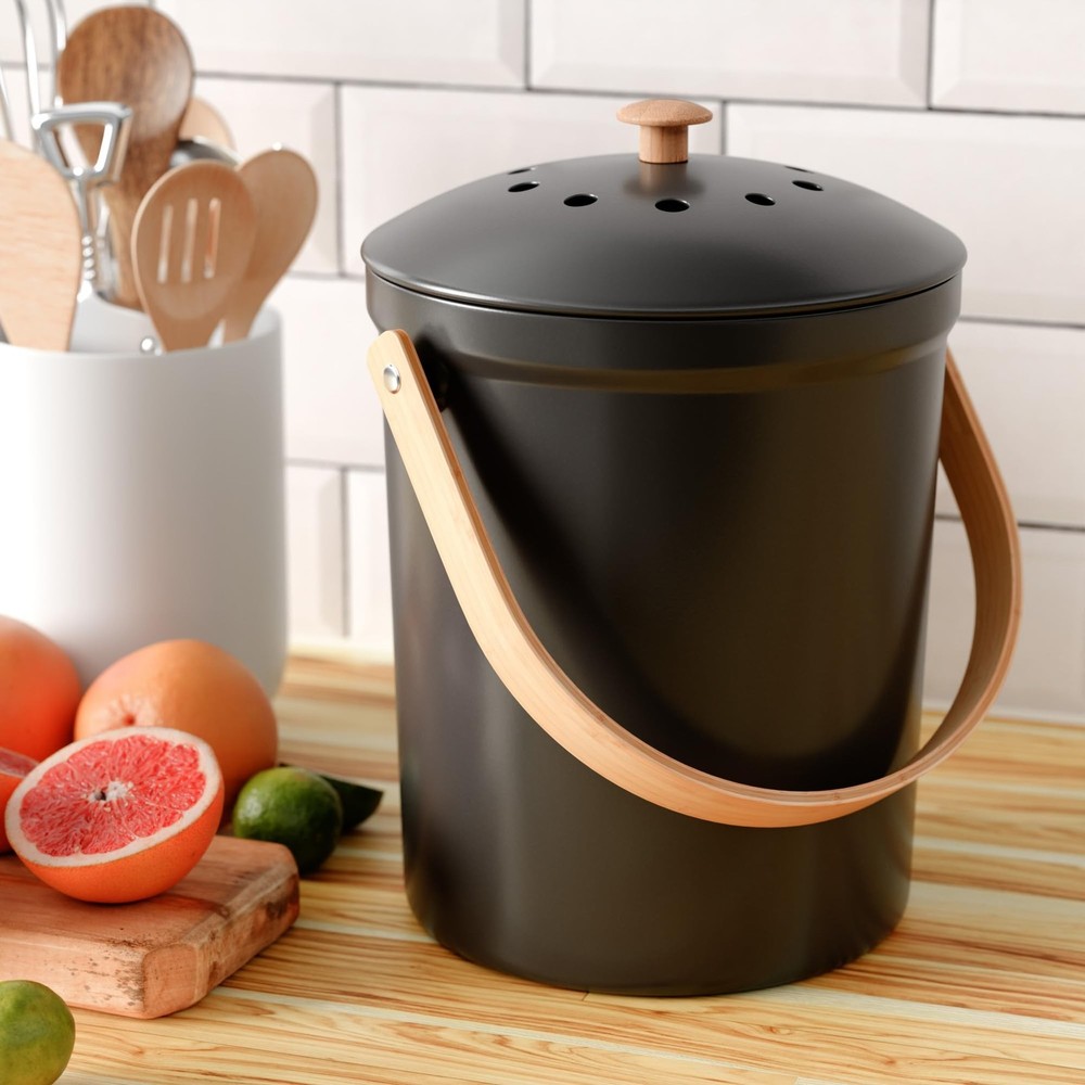 Beautiful Kitchen Compost Bin with Smell Proof Lid - Rust Proof and Odorless ...
