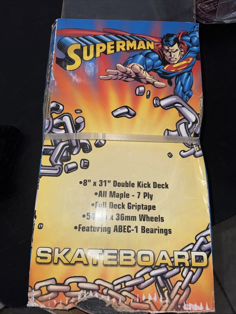 Superman Skateboard 8”x31” Double Kick Deck New