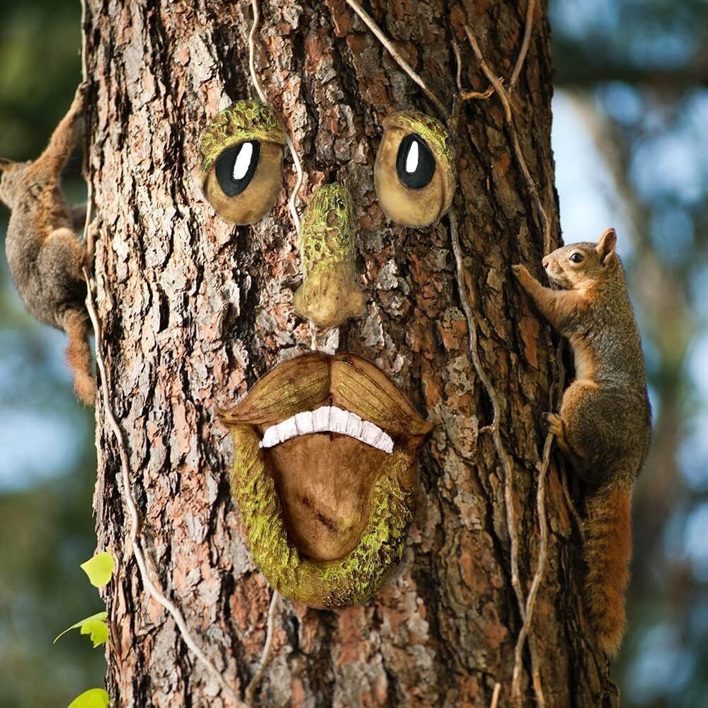 Tree Faces Decor Old Man Tree Hugger Bark Ghost Face for Halloween Easter Garden