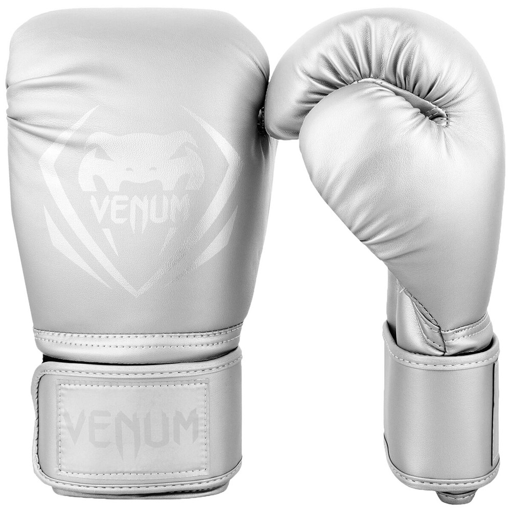 Venum Contender Hook and Loop Training Boxing Gloves - Silver/Silver