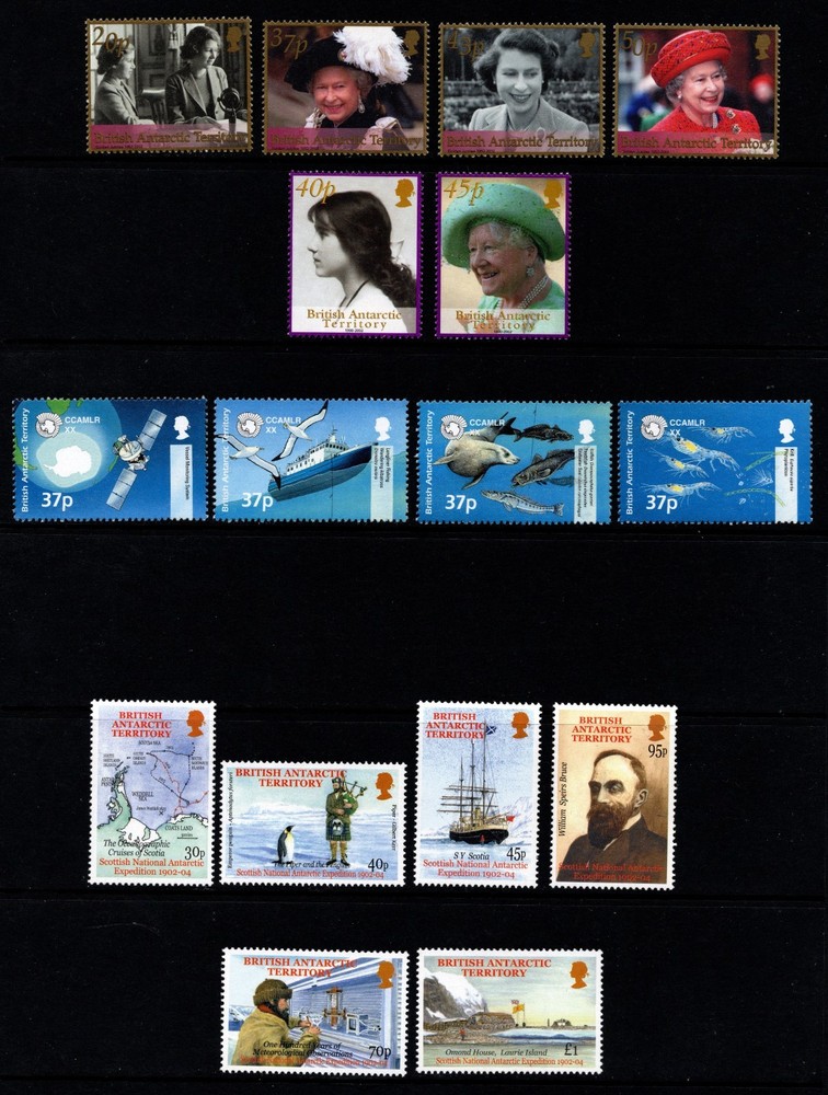 BRITISH ANTARCTIC TERRITORY 2002  COMPLETE YEAR SET:  4 SETS + 2 MINISHEETS  MNH