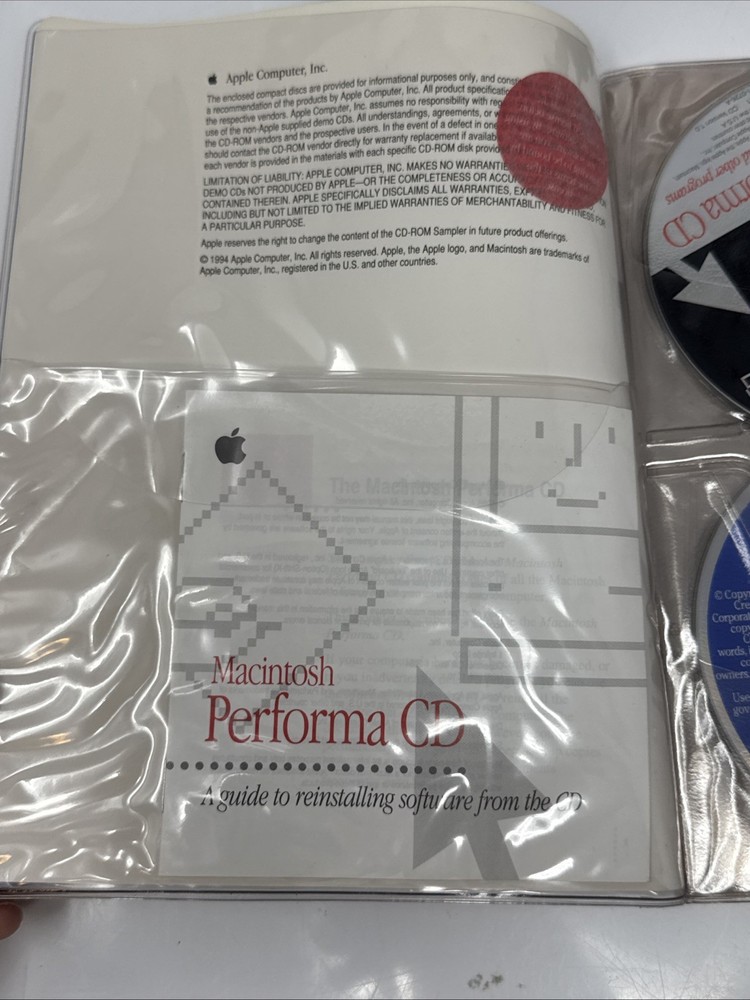 Vintage Macintosh 1990s CD-ROM Compact Discs Folder with 7 Discs