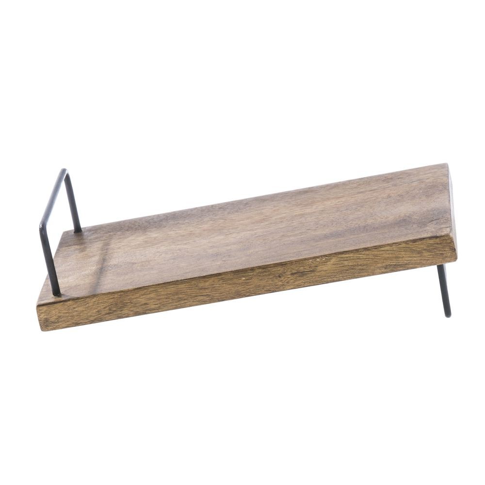 HUBERT Display Riser Rectangular Mango Wood and Black Iron Slant Riser - 7"L x