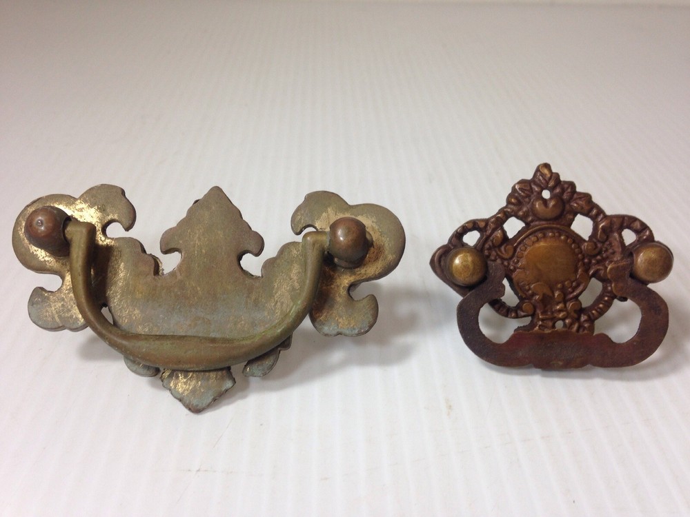Antique Brass Drawer Pull lot 2 Ornate Hardware