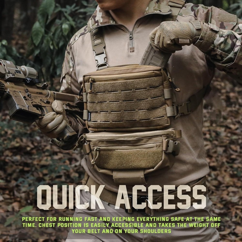 Coyote Brown Chest Rig Pack - Multiple Compartments