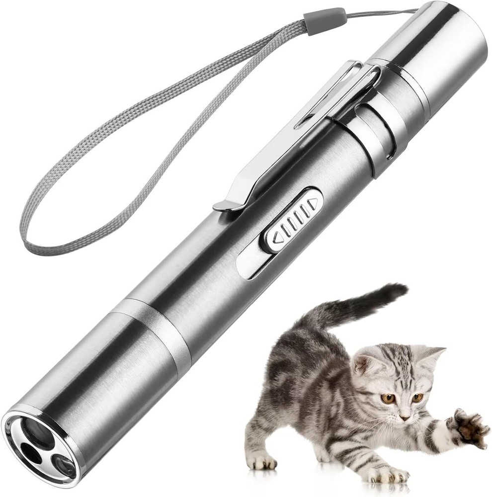 USB Rechargeable Laser Pointer Cat Toy, 3 Mode Red Dot Interactive LED Light
