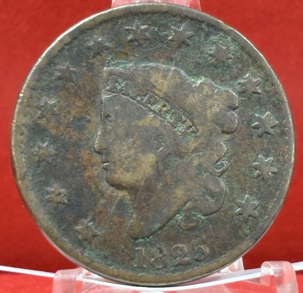1825 large cent, matron coronet head Liberty, #72304