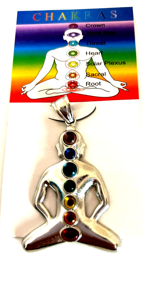 2 PC SET PENDANT BUDDHA W/CHAKRA & GEM STONES 2"