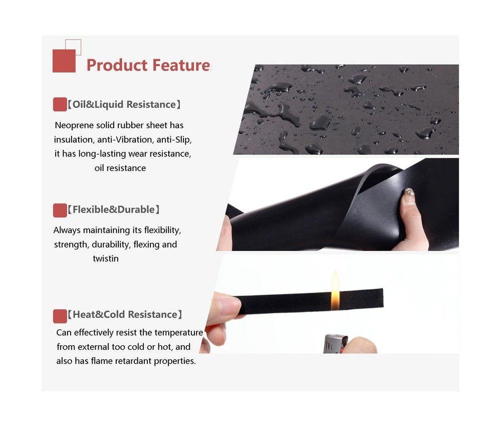 Neoprene Rubber Sheet Solid Rubber Strips Roll PadInsulation for Weather Stri...