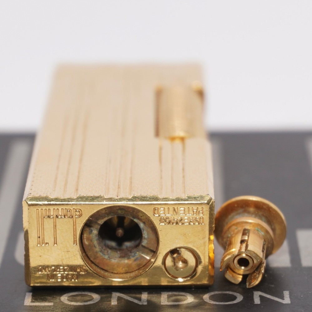 Dunhill Lighter Gold Burley Pattern_Three lines_Ultrasonically cleaned_Working