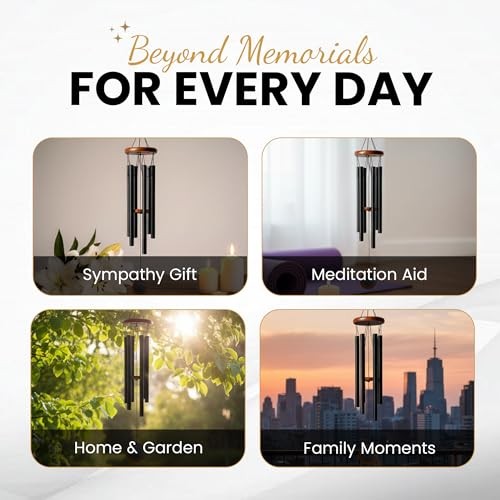 36" Personalized Memorial Wind Chimes with Custom Black Image Insert Design