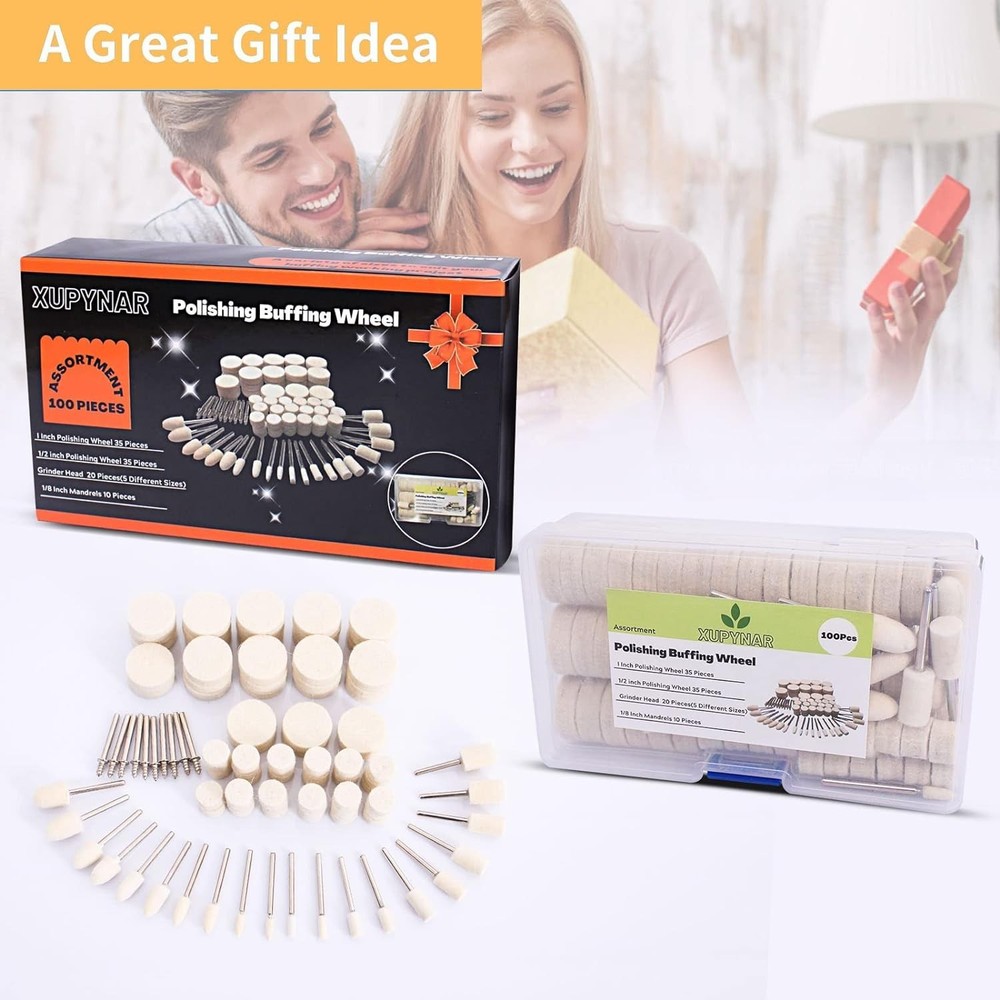 Comprehensive 100PCS Buffing Wheels for Dremel Tools - Medium Grit Assortment