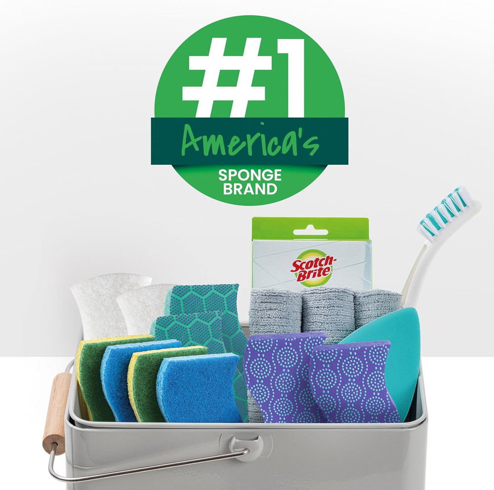 Scotch-Brite Zero Scratch Scrub Sponge, 6 Pack for Safe Multi-Surface Cleaning