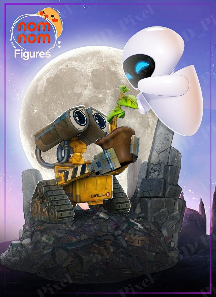 UNPAINTED Wall-E and Eva Diorama 3d Printed Model Kit