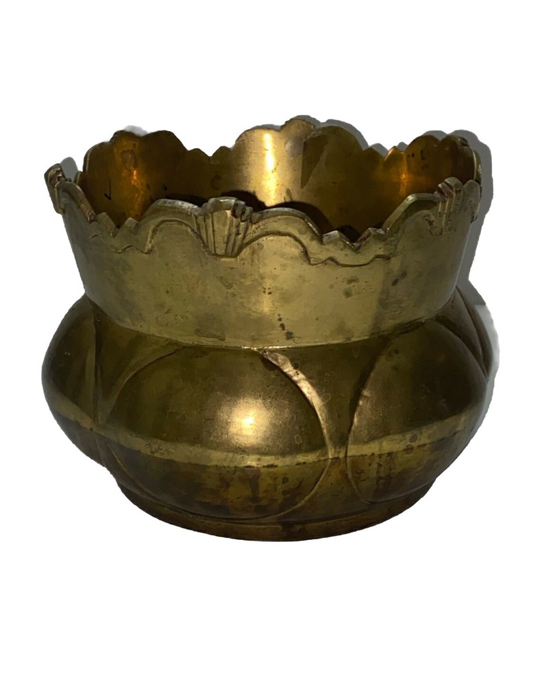 Vintage Solid Brass Bowl Planter Vase Heavy