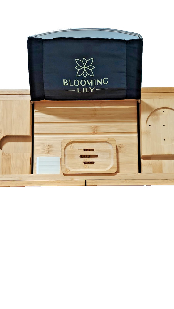 Blooming Lily Bamboo Luxury Expandable Bath Caddy