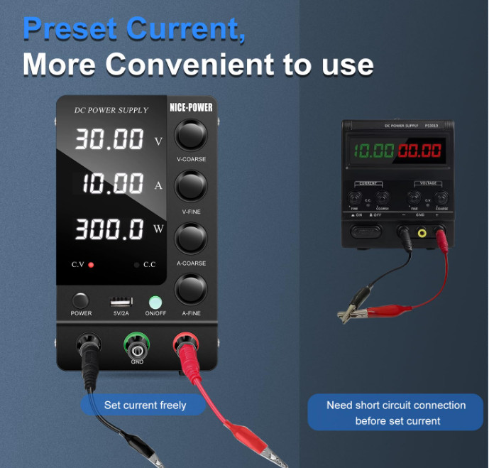 DC Power Supply Variable 30V 10A, Adjustable Switching Regulated DC Bench Power