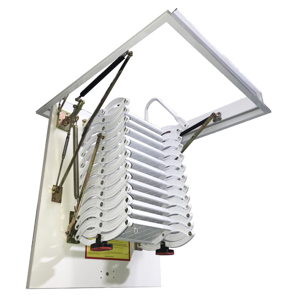 White Easy Pull Down Loft Ceiling Access Ladder Retractable Attic Ladder 9.84ft